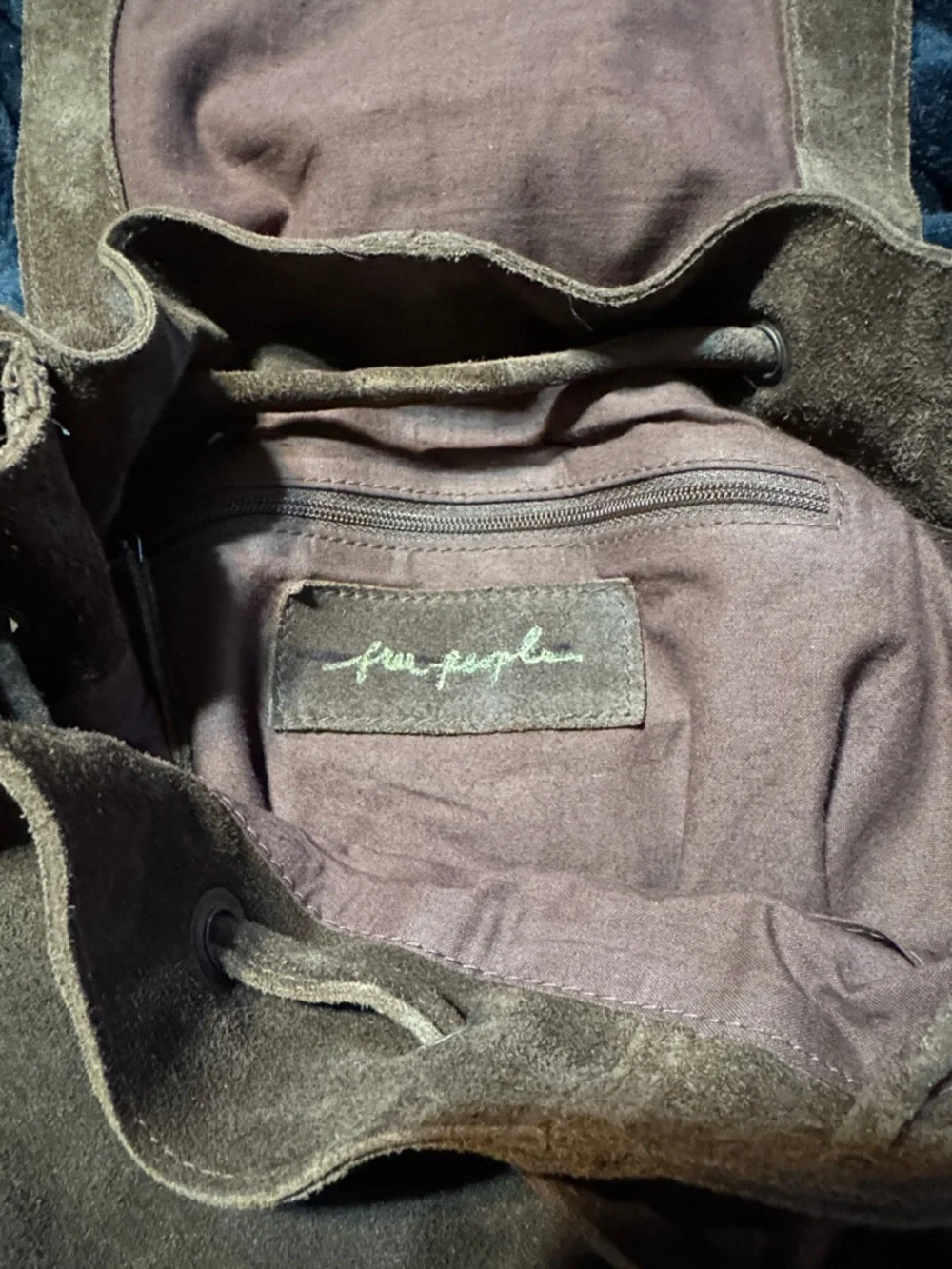 Free People Brown Suede Studded Drawstring Backpack - Picture 3 of 4